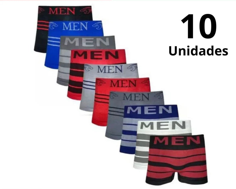 Kit com 10 Cuecas Boxer em Microfibra