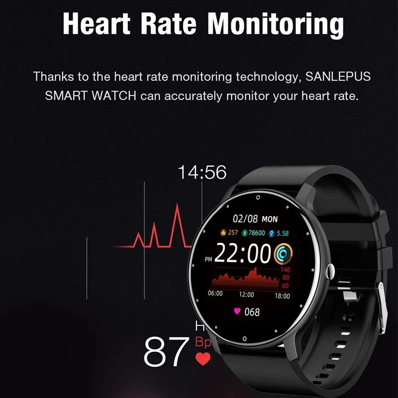 Relógio Inteligente LIGE Maculino | Feminino, esportivo, fitness, com monitor de frequência cardíaca, à prova d'água, para Android e iOS