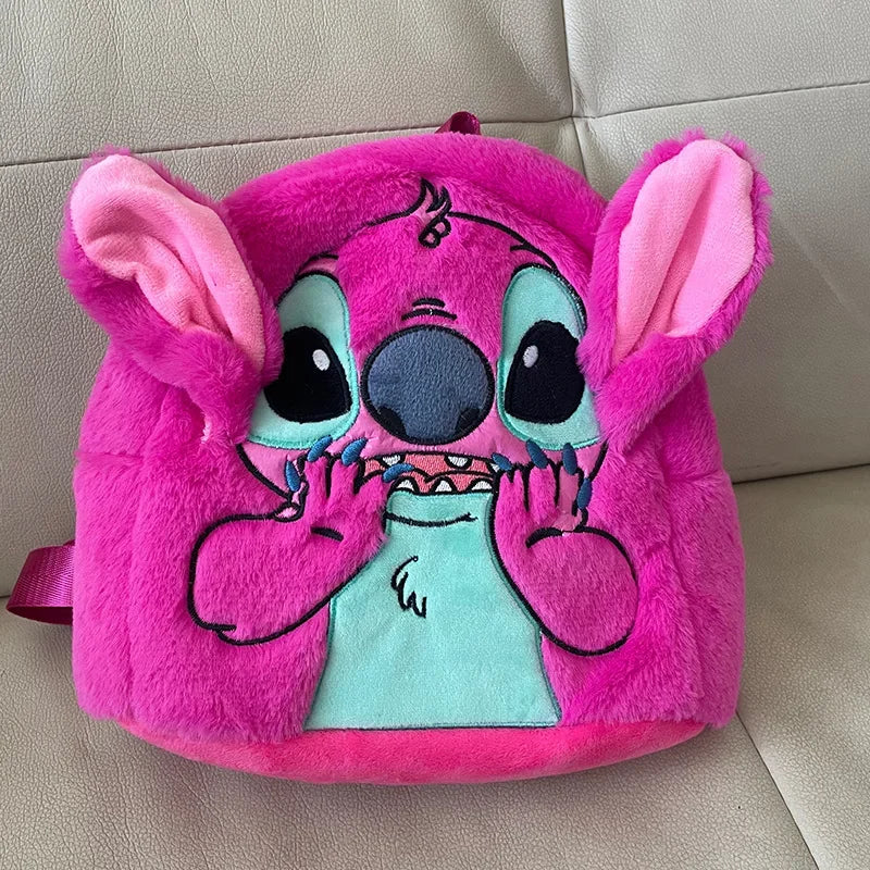 Mochila de Pelúcia Disney Stitch, moda 3D, Feminina, Grande Capacidade, Alta Qualidade