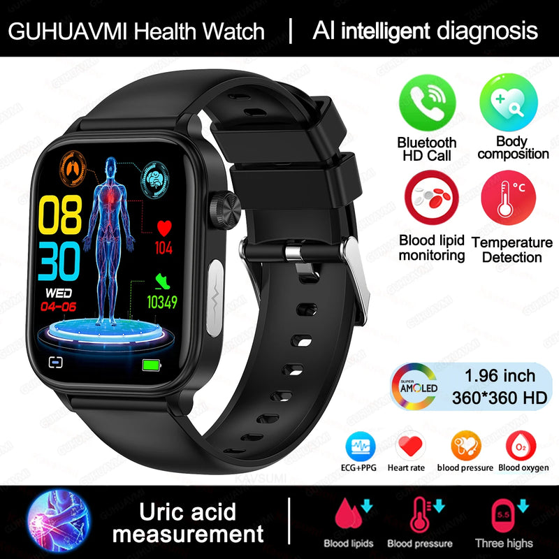 Relógio Inteligente Feminino com chamada Bluetooth, ECG+PPG, Pressão Arterial, Monitor Cardíaco, 380mAH para Android e iOS