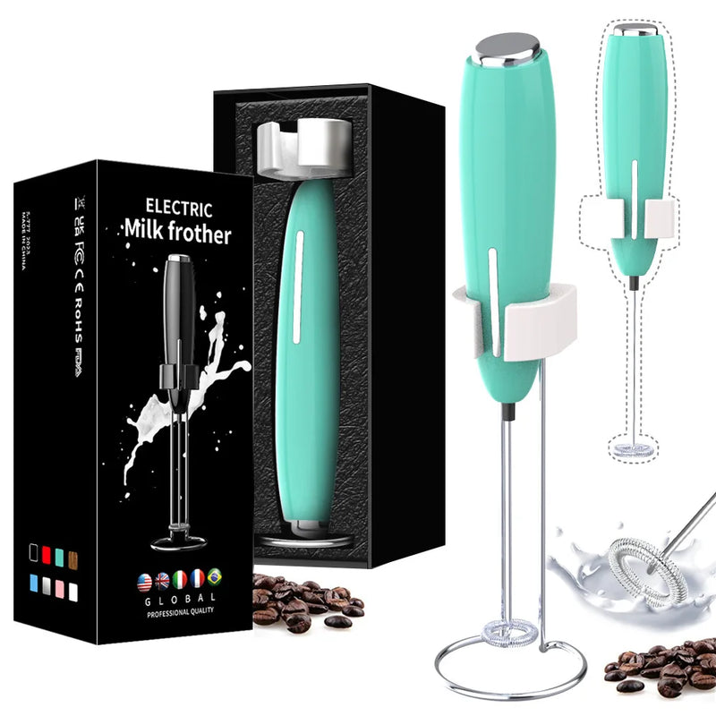 Batedor Portátil c/ Suporte alimentado por bateria, misturador para café