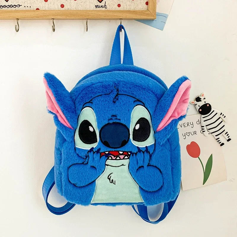 Mochila de Pelúcia Disney Stitch, moda 3D, Feminina, Grande Capacidade, Alta Qualidade
