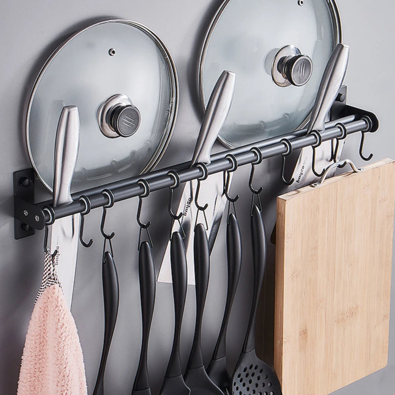 Suporte para utensílios de Cozinha, panelas, frigideiras com ganchos deslizantes