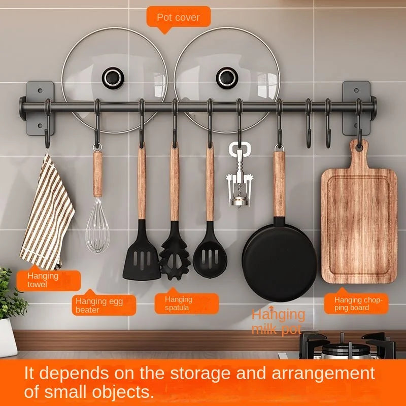 Suporte para utensílios de Cozinha, panelas, frigideiras com ganchos deslizantes