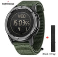Relógio Digital Masculino NORTH EDGE ALPS 45MM Esportes ao ar livre, Natação, Bússola Caixa de fibra de carbono à prova d'água, Pulseira de nylon, WR50M