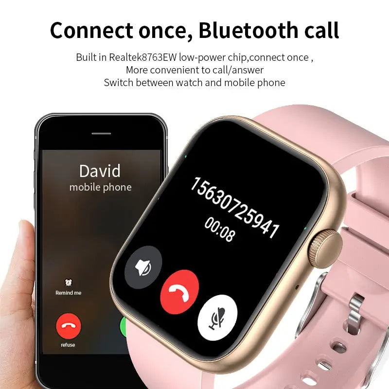 Relógio inteligente Feminino LIGE, tela sensível ao toque, chamada Bluetooth, à prova d'água, esportivo, fitness, rastreador, para Android e iOS