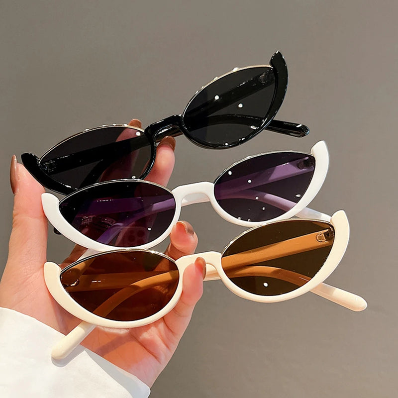 Óculos de sol meia armação, feminino, estilo felino