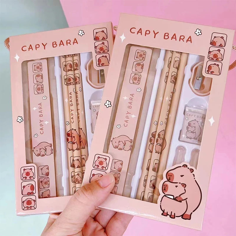 Conjunto de material escolar 8 em 1 desenho animado Capivara
