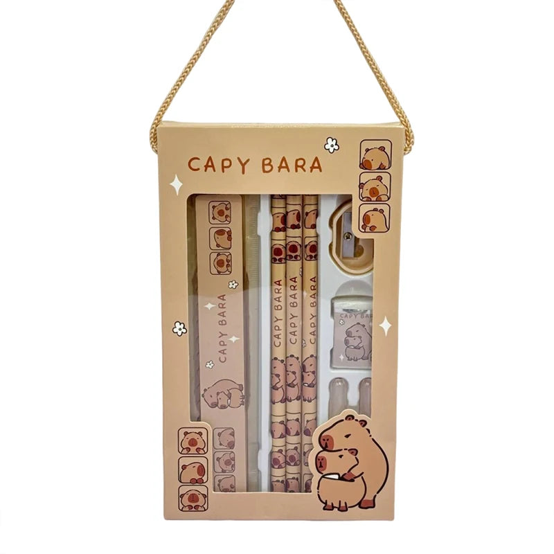 Conjunto de material escolar 8 em 1 desenho animado Capivara