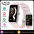 Relógio Inteligente Feminino LIGE HD de 1,47” com Pulseira Esportiva, Fitness, Monitor de Saúde, à Prova D'água para Android e iOS