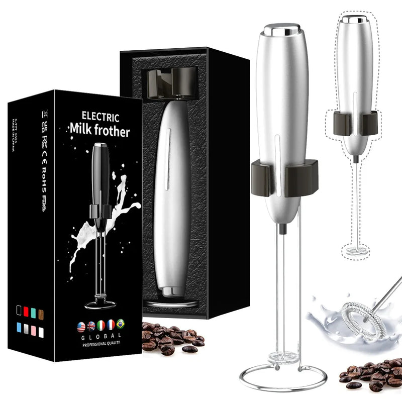 Batedor Portátil c/ Suporte alimentado por bateria, misturador para café