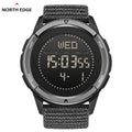 Relógio Digital Masculino NORTH EDGE ALPS 45MM Esportes ao ar livre, Natação, Bússola Caixa de fibra de carbono à prova d'água, Pulseira de nylon, WR50M