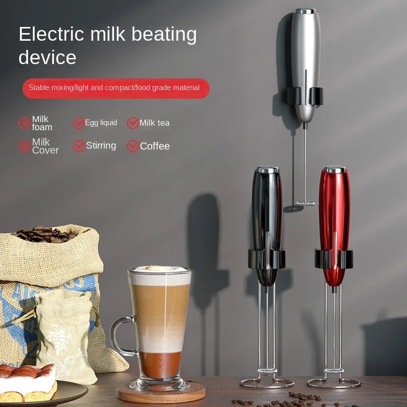 Batedor Portátil c/ Suporte alimentado por bateria, misturador para café