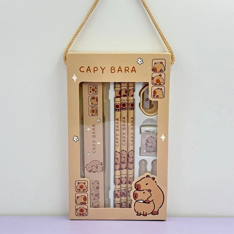 Conjunto de material escolar 8 em 1 desenho animado Capivara