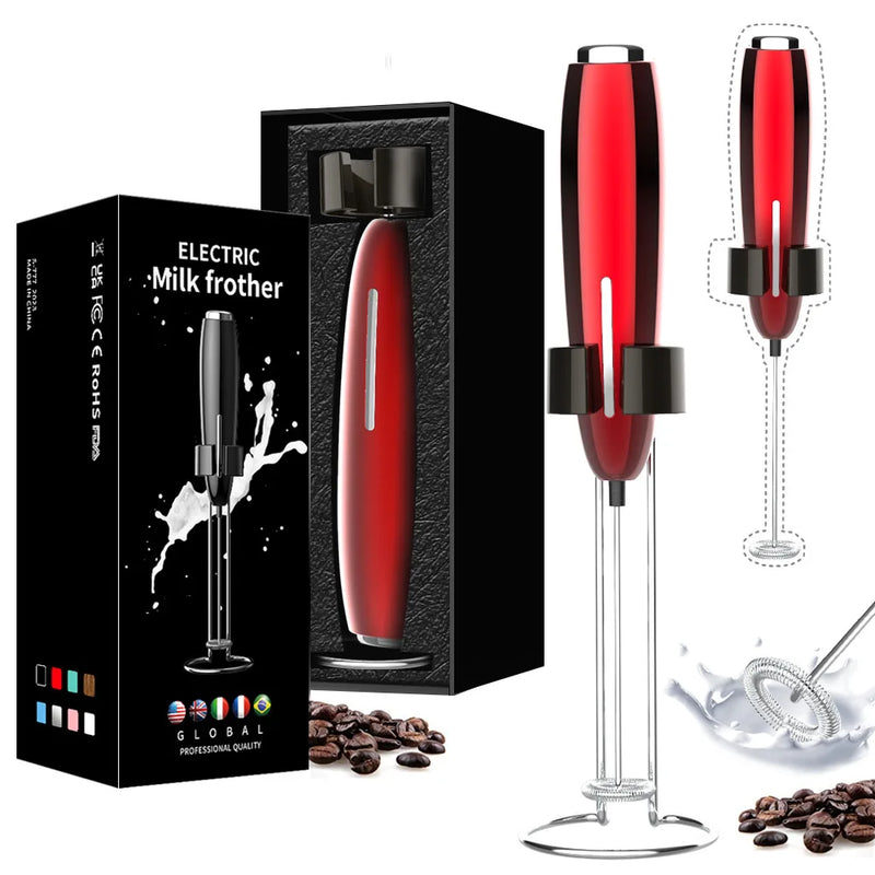 Batedor Portátil c/ Suporte alimentado por bateria, misturador para café