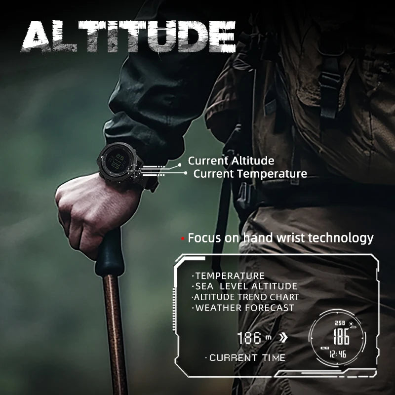 Relógio Digital Masculino North Edge Apache-46 para Esportes ao Ar Livre, Corrida, Natação, Altímetro, Barômetro, Bússola, WR50M
