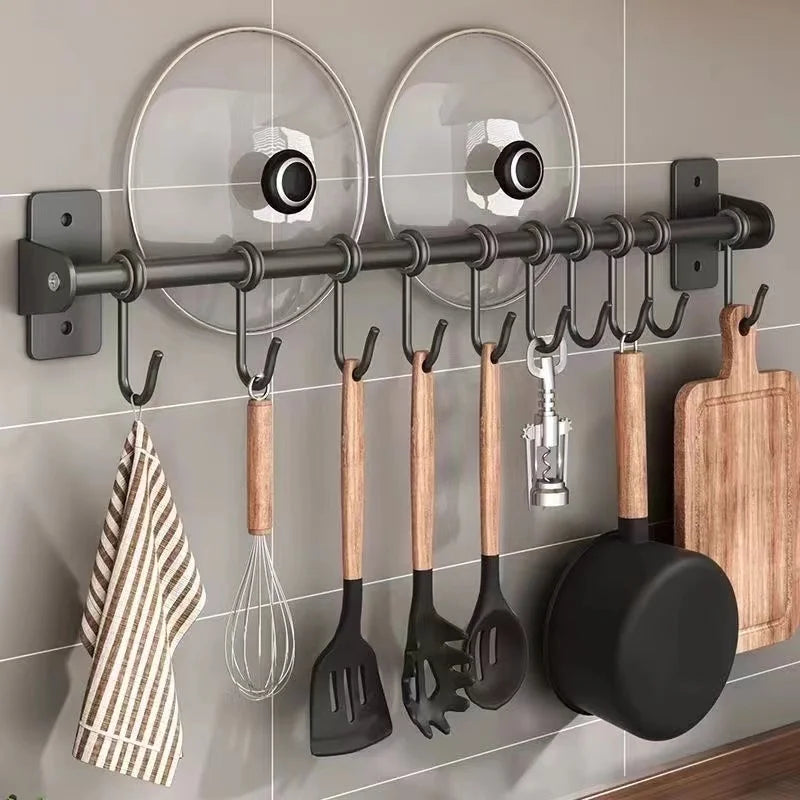Suporte para utensílios de Cozinha, panelas, frigideiras com ganchos deslizantes