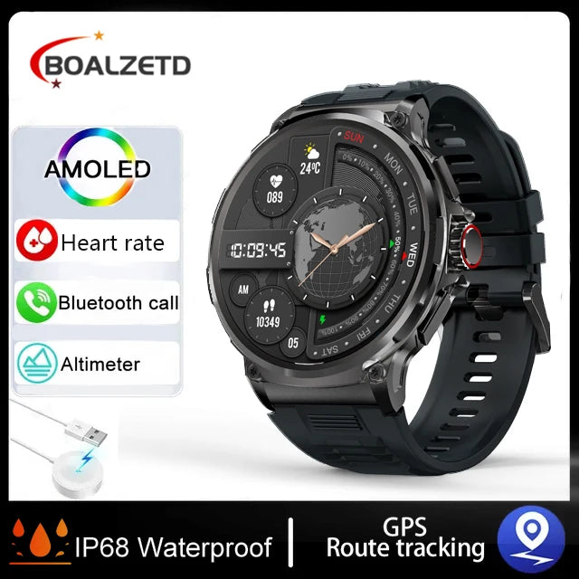 Relógio Inteligente Masculino com chamada Bluetooth 710mAh, Monitor Cardíaco HD de 1.85" à prova D'água para Android e IOS