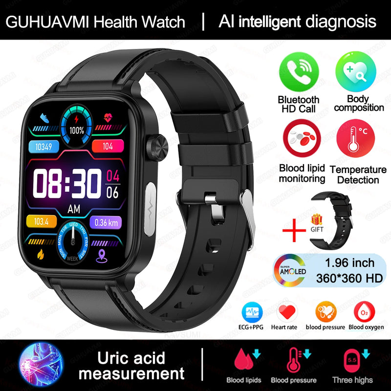 Relógio Inteligente Feminino com chamada Bluetooth, ECG+PPG, Pressão Arterial, Monitor Cardíaco, 380mAH para Android e iOS