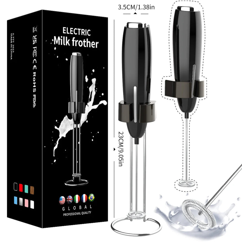 Batedor Portátil c/ Suporte alimentado por bateria, misturador para café