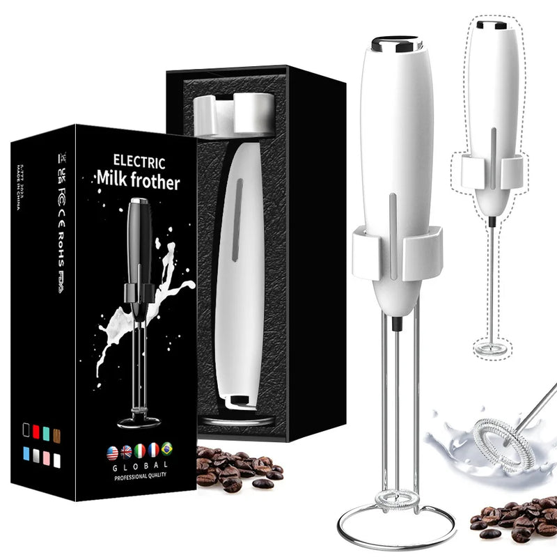 Batedor Portátil c/ Suporte alimentado por bateria, misturador para café