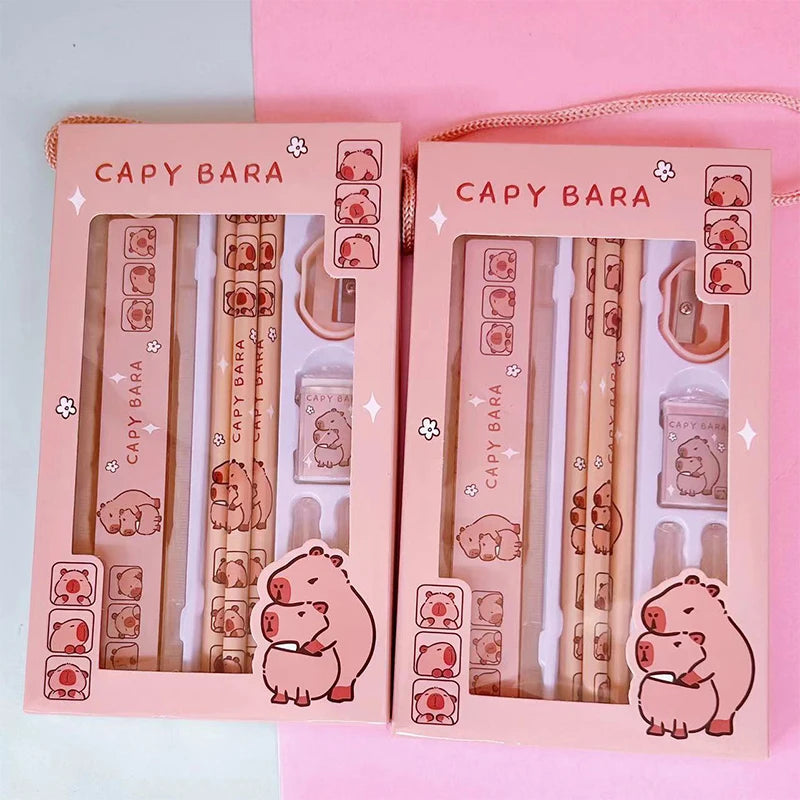 Conjunto de material escolar 8 em 1 desenho animado Capivara