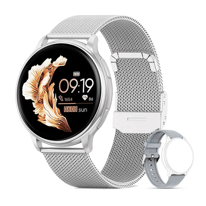 Relógio Inteligente Feminino MEVADEN com chamada Bluetooth, mostrador personalizado, rastreador de Frequência Cardíaca, para Android e iOS