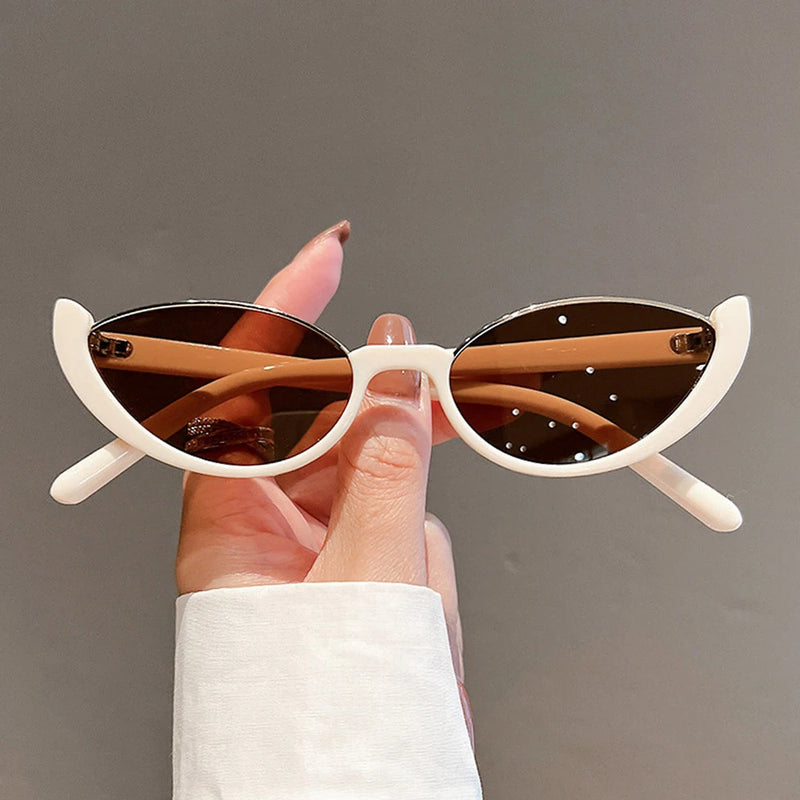 Óculos de sol meia armação, feminino, estilo felino