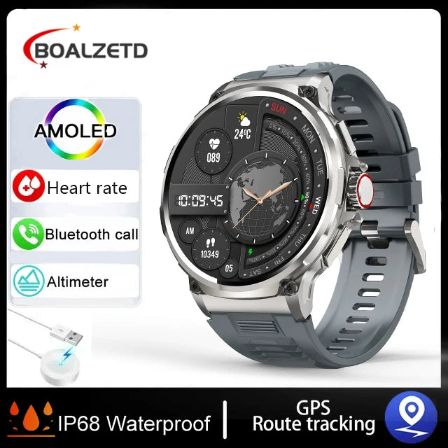 Relógio Inteligente Masculino com chamada Bluetooth 710mAh, Monitor Cardíaco HD de 1.85" à prova D'água para Android e IOS