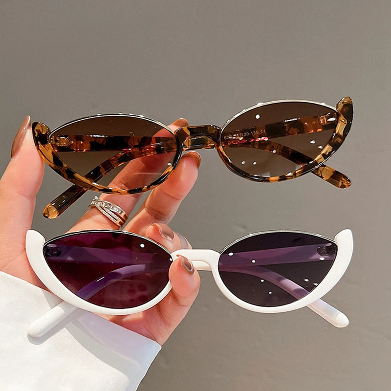 Óculos de sol meia armação, feminino, estilo felino