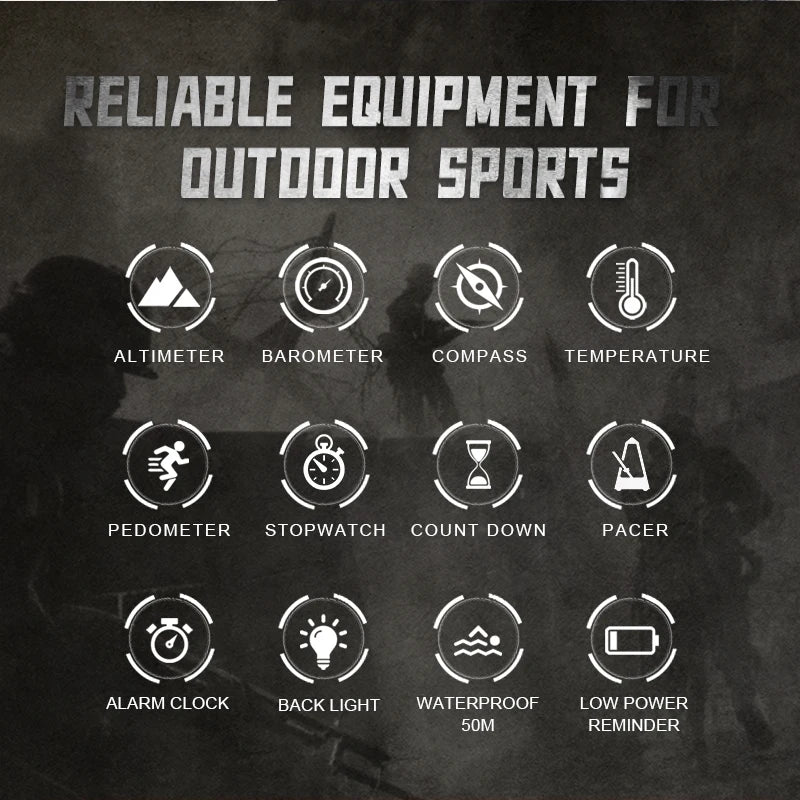 Relógio Digital Masculino North Edge Apache-46 para Esportes ao Ar Livre, Corrida, Natação, Altímetro, Barômetro, Bússola, WR50M
