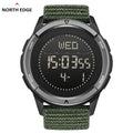 Relógio Digital Masculino NORTH EDGE ALPS 45MM Esportes ao ar livre, Natação, Bússola Caixa de fibra de carbono à prova d'água, Pulseira de nylon, WR50M