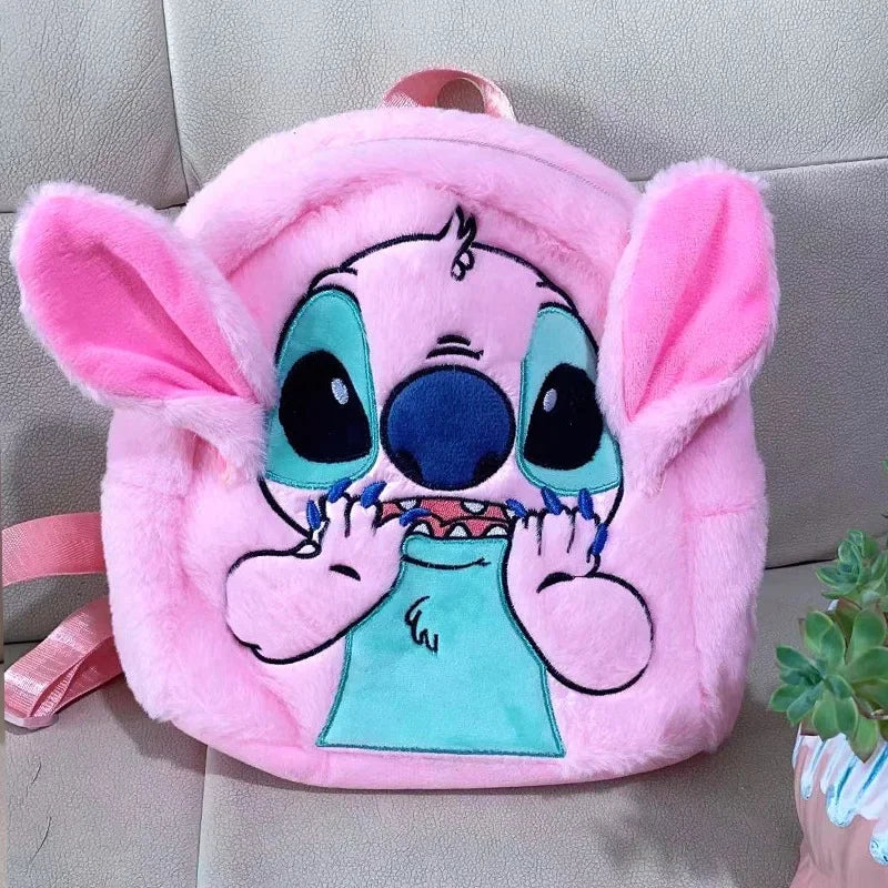 Mochila de Pelúcia Disney Stitch, moda 3D, Feminina, Grande Capacidade, Alta Qualidade