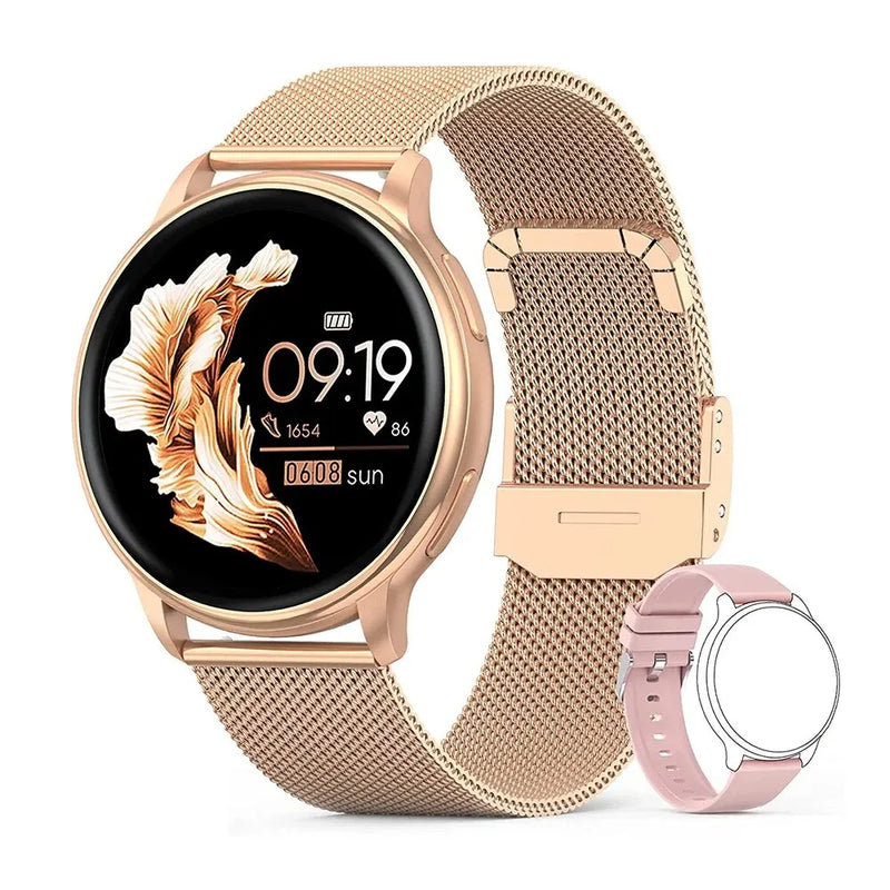 Relógio Inteligente Feminino MEVADEN com chamada Bluetooth, mostrador personalizado, rastreador de Frequência Cardíaca, para Android e iOS