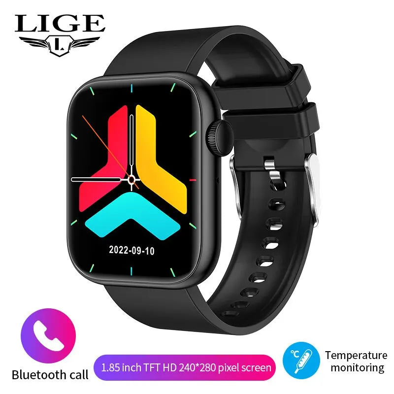 Relógio inteligente Feminino LIGE, tela sensível ao toque, chamada Bluetooth, à prova d'água, esportivo, fitness, rastreador, para Android e iOS